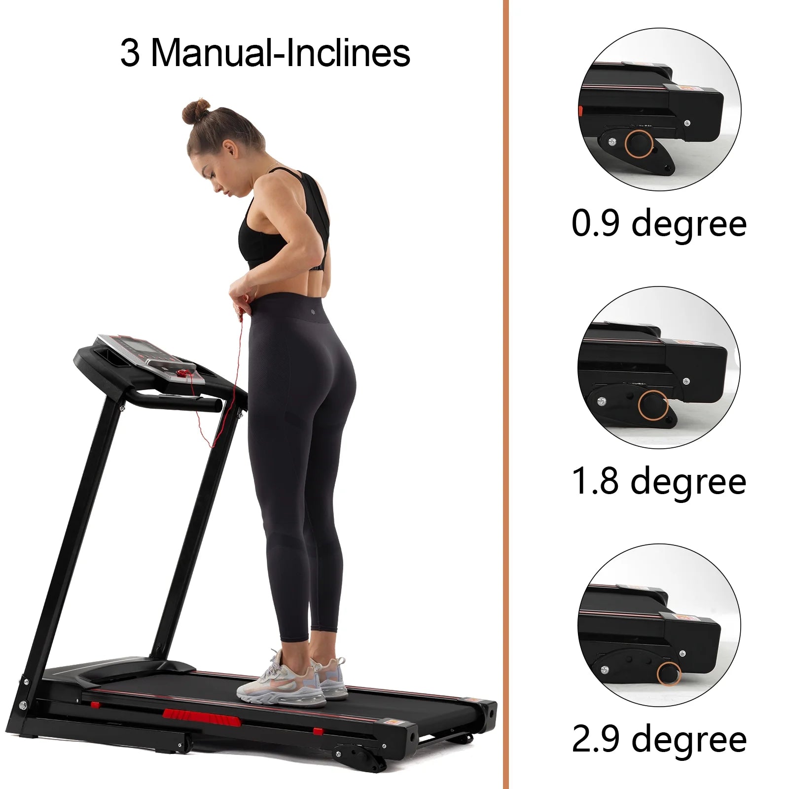 Folding Treadmill with Adjustable Incline, 3.5HP Foldable Treadmills for Home, 330LBS Weight Capacity, Walking Pad Walking Jogging Running Exercise Machine with Bluetooth & Pulse Monitor